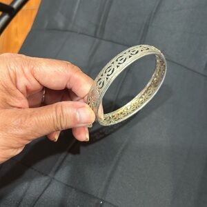 Vintage Elegant Silver tone  Filigree Bangle